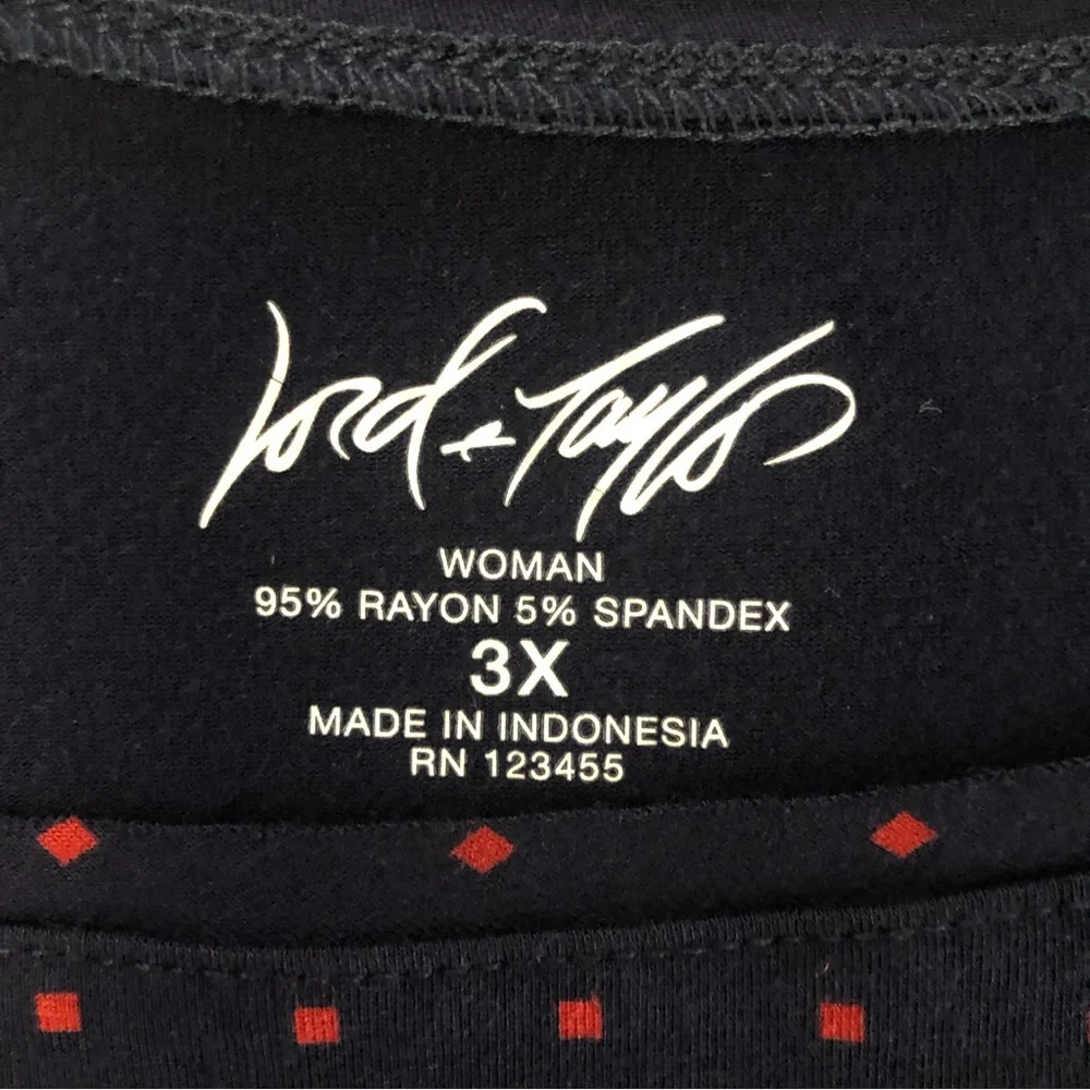 Lord Taylor Womens Tank Top Plus Size 3X LOT OF 2 Navy Blue Print & Brown Solid - Picture 6 of 13
